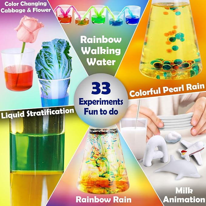 UNGLINGA 33 Experiments Science Kit for Kids | Science S.T.E.M Toys Gifts for Boys Girls Learning Educational Chemistry Set, Volcano Erupting, Scientis Kit
