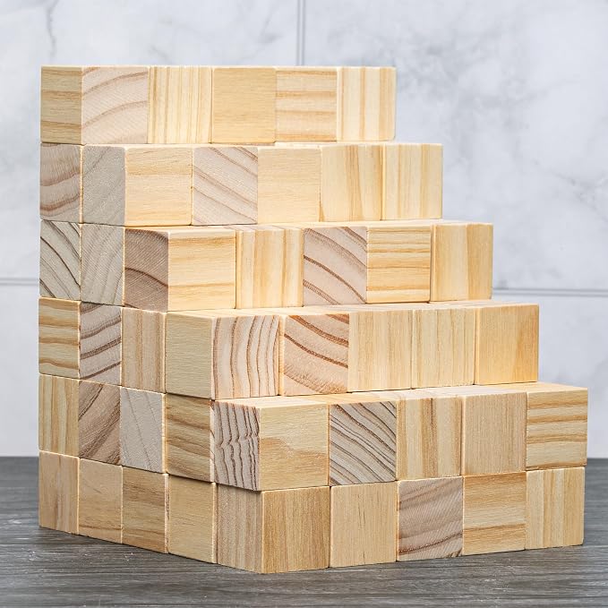 Ninekong 100 Pack Small Wood Cubes 1 Inch - Bulk Unfinished Wooden Squares for Mosaics, Architectural Modeling, Puzzle Making & Rustic Home Decor Projects | Bulk, For Mosaics, Architectural Modeling, Puzzle Making & Rustic Home Decor Projects