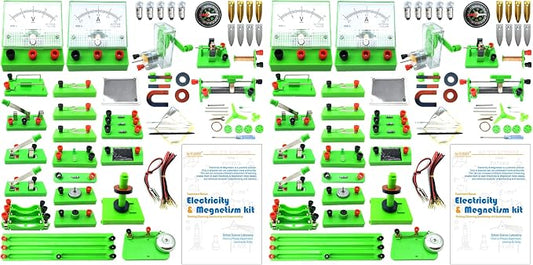 EUDAX School Physics Labs Basic Electricity Discovery Circuit and Magnetism Experiment Kits for High School Students Electromagnetism Elementary Electronics (Pack of 2)