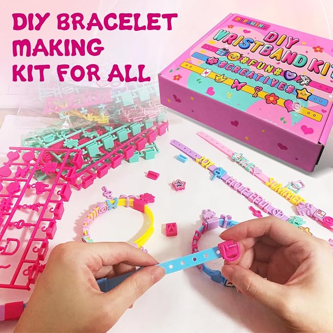 Friendship Bracelet Making Kit, Arts & Crafts for Girls Ages 5-12 | DIY Kids Jewelry Craft Kit, Snap-On Design, Adjustable Strap, Personalized Name Bracelets, Sleepovers, Parties, Birthday Gift
