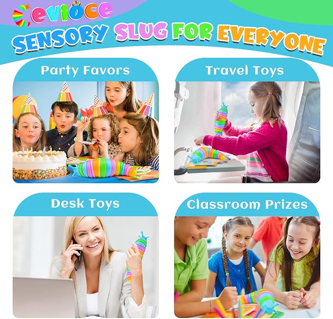 Cevioce Sensory Slug Fidget Toys, Fidget Slug Toys for Adult & Kid Party Favors, 1 PC Cute Autism Sensory Toys for Autistic Children, Travel Toys for 3+ Easter Basket Stuffers Gifts for Toddler Kids