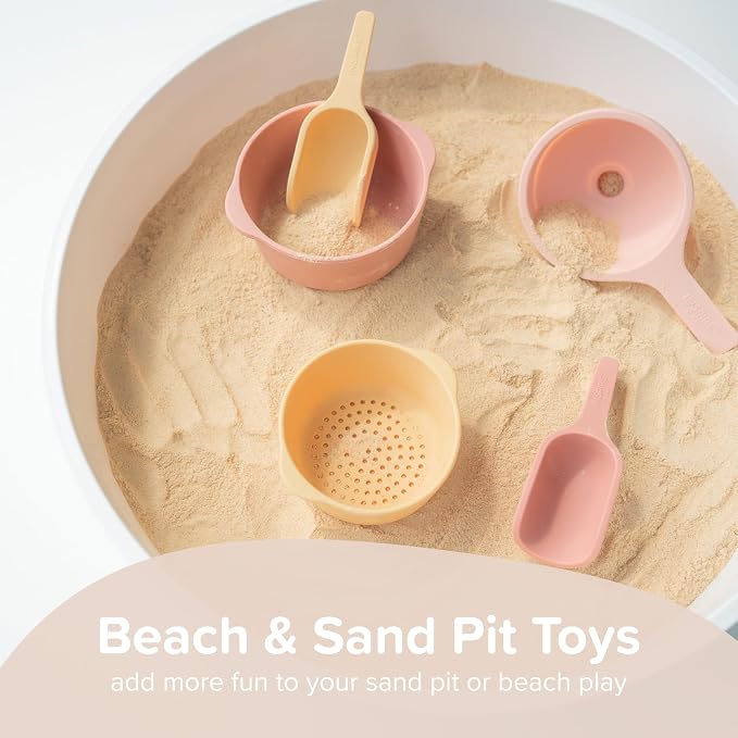 3 x Silicone Coral Nesting Bowls for Kids Plus Water and Sand Sieve | Kids Bowls Sensory Play | Messy Play and Water Play Accessories | Suitable for 10 Months Plus | Tuff Tray Accessories