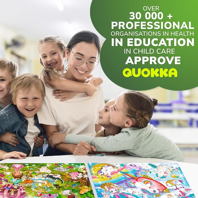 60 Piece Puzzles for Kids Ages 4-6 - 4 Glitter Toddler Puzzles Ages 3-5 | Unicorn, Princess and Animals Jigsaw Puzzles for Children Ages 6-8 - Gift Educational Game for Boys and Girls