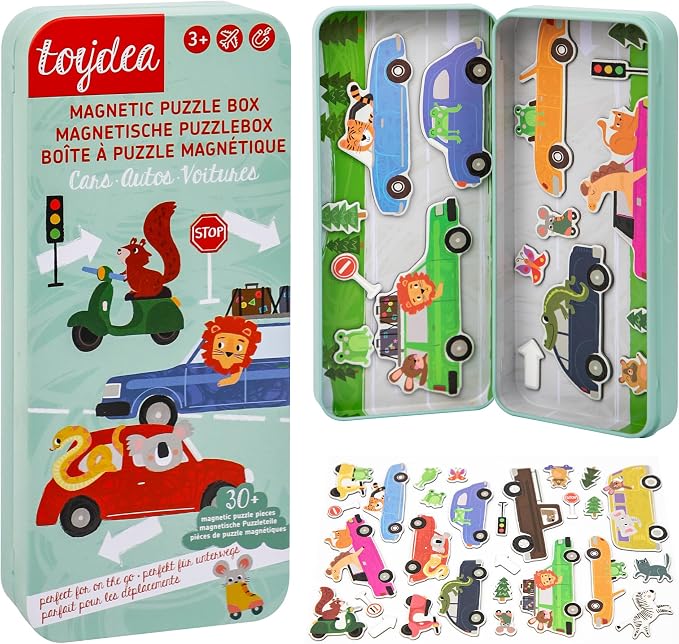 Magnetic Puzzle Box for Kids Ages 3-5, Car Travel Puzzle Game | 30+ Magnetic Pieces, Cultivate Logical Thinking, Quiet Travel Toy, Gift for Girls and Boys