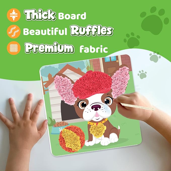 jackinthebox Poke Art Pets Crafts Kits for Children, Gifts Toys, Ages 4-8 | 1400 fabric pieces, travel arts activities & birthday gifts, mess-free toddler, age 4 5 6 7 8 9 year old, flower pressing