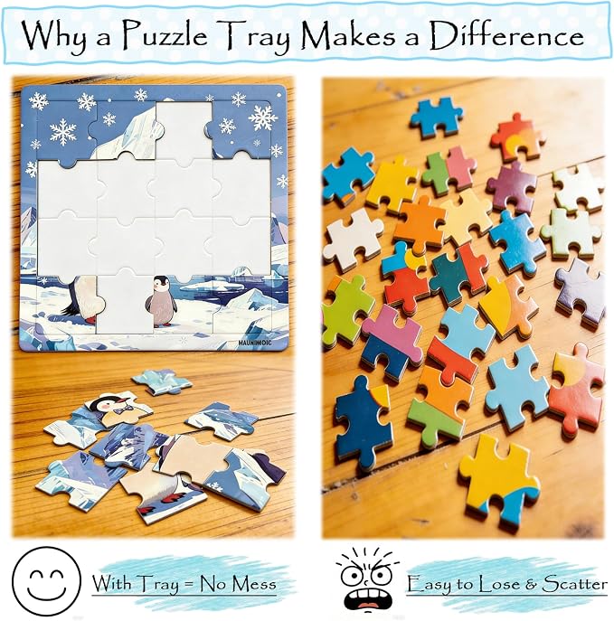 Puzzles for Kids Ages, 24 Pack 16 Pieces Jigsaw Puzzles | With Base Board, Individually Wrapped, Animal Educational Toys, Party Favors Birthday Gifts Classroom Rewards