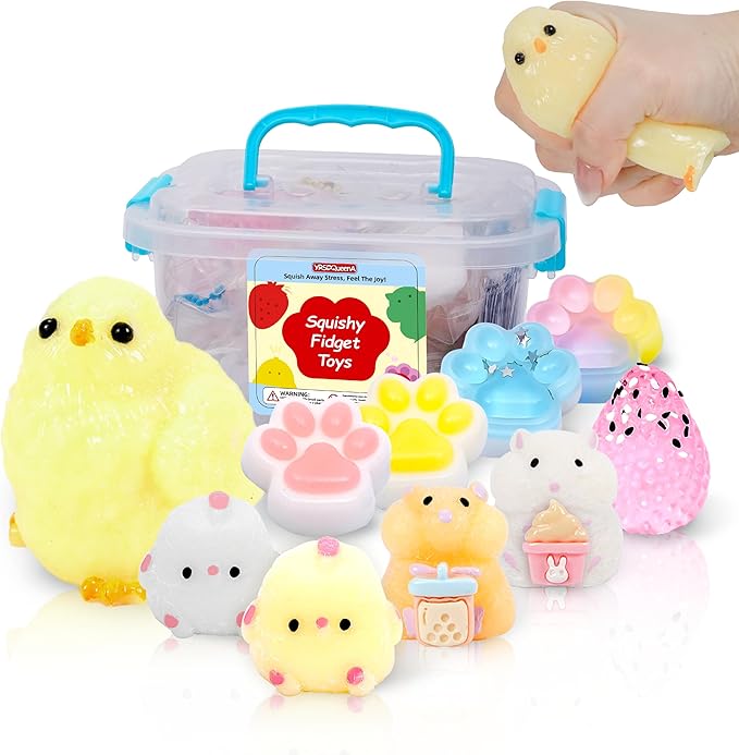 10 Pack Taba Squishy Toys kit with Toy Box-Squeeze Toys Squishy Fun Box | Kawaii Squishies Stress Relief Toys Party Favors for Kids , Squishy Fidget Toys for Kids , Birthday Gifts Toys for Girls 8-10
