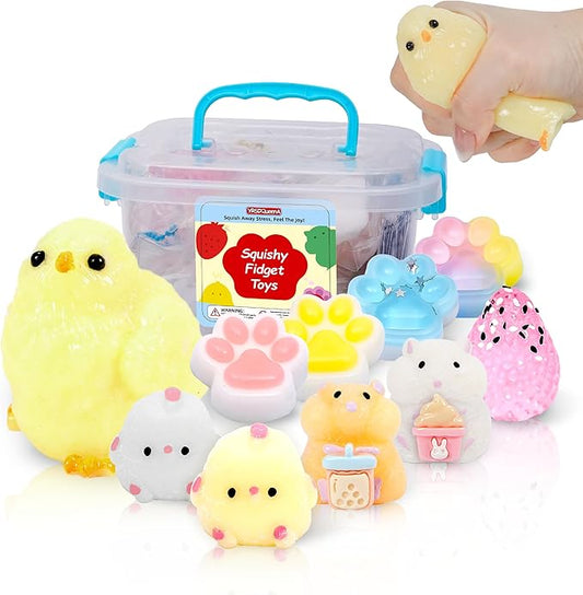 10 Pack Taba Squishy Toys kit with Toy Box-Squeeze Toys Squishy Fun Box | Kawaii Squishies Stress Relief Toys Party Favors for Kids , Squishy Fidget Toys for Kids , Birthday Gifts Toys for Girls 8-10