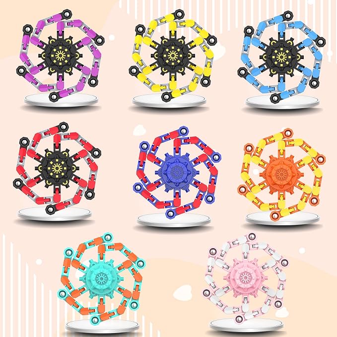 16PCS Transformable Fidget Spinner,Funny Stress Relief Sensory Fidget Toys | Funny Stress Relief Sensory Fidget Toys,Deformable Chain DIY Robot Fingertip Gyros Toys Party Favors for Kids and Adults