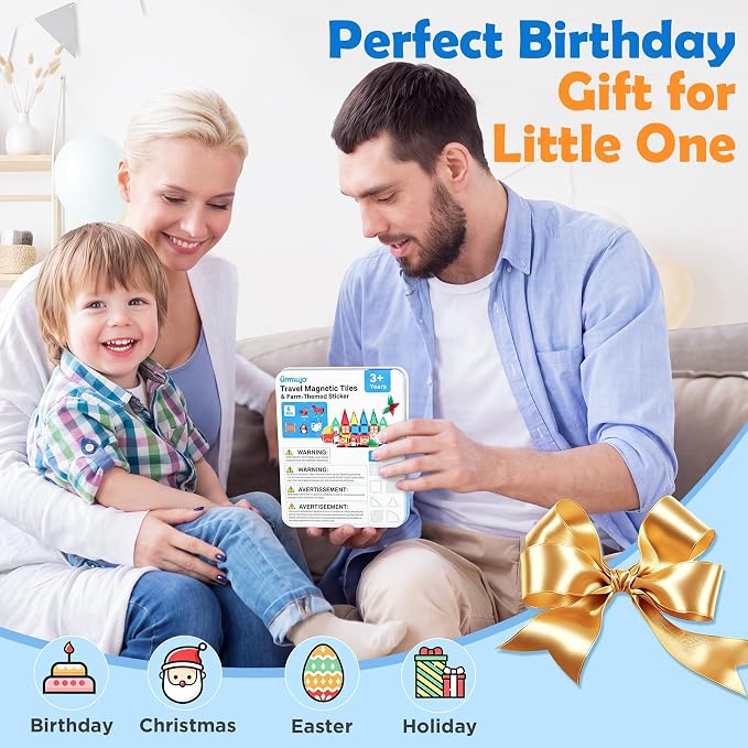 URMYWO Magnetic Building Tiles, Magnetic 3D Blocks Construction Playboards | 36 Pcs, STEM Creative Educational Toys for Kids Ages 4-8, Preschool Kindergarten Game, Farm Theme, Boy Girl Birthday Gifts