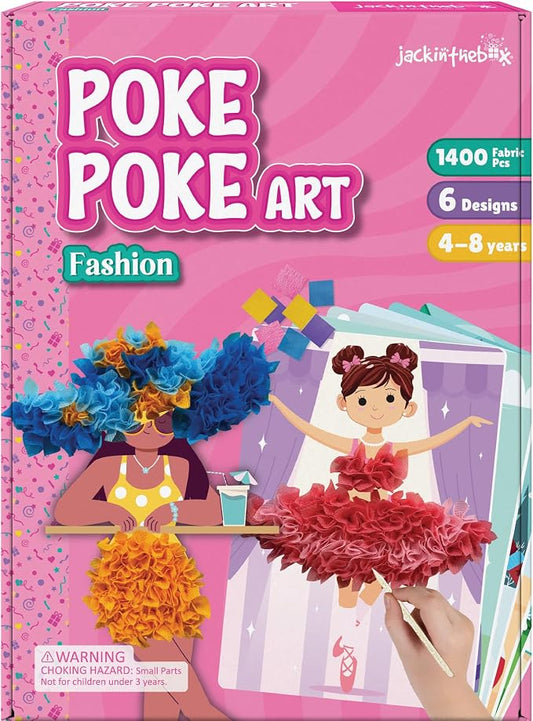 jackinthebox Poke Art Fashion Art Craft Kit for Girls, Kids, Toys, Ages 4-8 | 1400 fabric pieces, travel arts activities & birthday gifts, mess-free playdoh, age 5 6 7 8 9, 4-6 year old, flower pressing