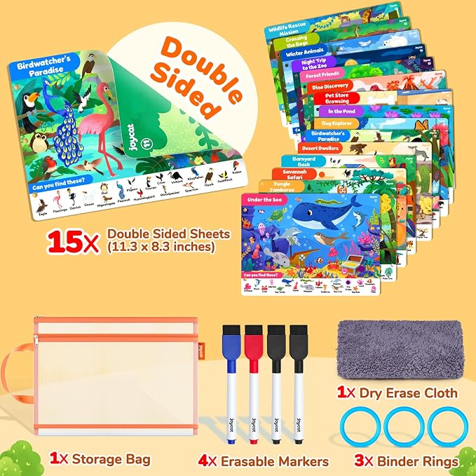 JoyCat Seek & Find Game Book - Animal Preschool Learning Activity | for Toddlers & Kids, Travel Activities Toys for Road Trip, Christmas Toys, Educational Gifts for Boys Girls Ages 3-5