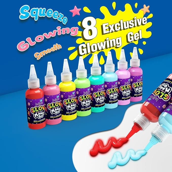Kiditos Glow-in-the-Dark Magic Water Elf Toy Kit for Kids, DIY Craft Kit | 8 Gels & 10 Molds, Magic Aqua Fairy Water Gel Kit, STEM Science Activity, Party Favors & Birthday Gifts for Kids Ages 3+