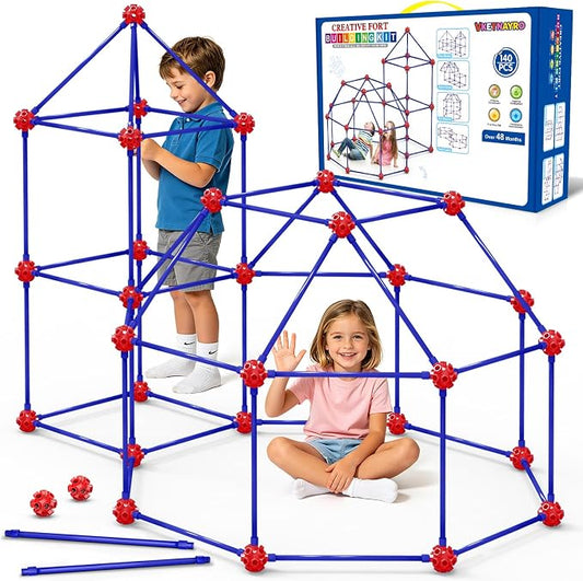 Fort Building Kit for Kids 4-8 8-12, 140 Pcs STEM Building Toys, Kids Fort | DIY Castles Play Tent Tunnels,Ultimate Creative Set for Indoor Outdoor, Christmas Birthday Gifts for Age 4 5 6 7 8 9 10 11 12