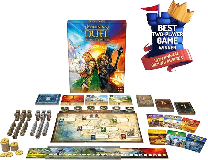 Asmodee The Lord of The Rings: Duel for Middle-Earth Board Game - Epic Strategy Game of Power and Conquest for Kids and Adults, Ages 10+, 2 Players, 30 Minute Playtime | Battle for Middle-earth in an epic two-player strategy showdown. Ages 10+, 2 Playe...