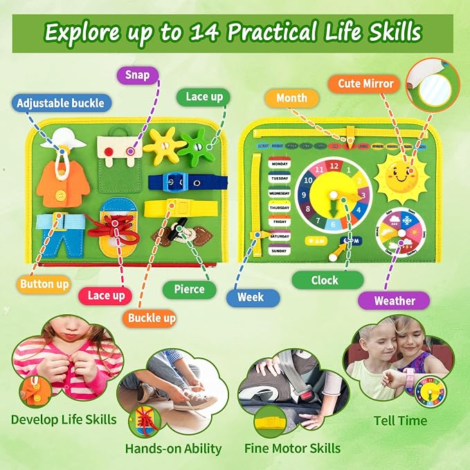 Letoya Toddler Busy Board, Farm Busy Book Montessori Toys for Toddlers