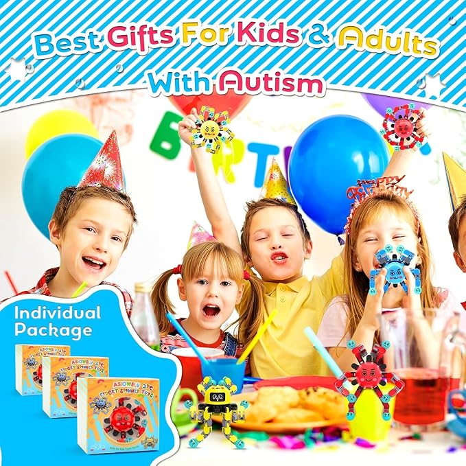 Transformable Fidget Spinner Toys for Kids and Adults,5 Pcs Travel Toys for Boys Girls Sensory Toy ADHD Stress Relief Toy,Party Favors Birthdays Gifts for Teens Road Trip Travel Essentials