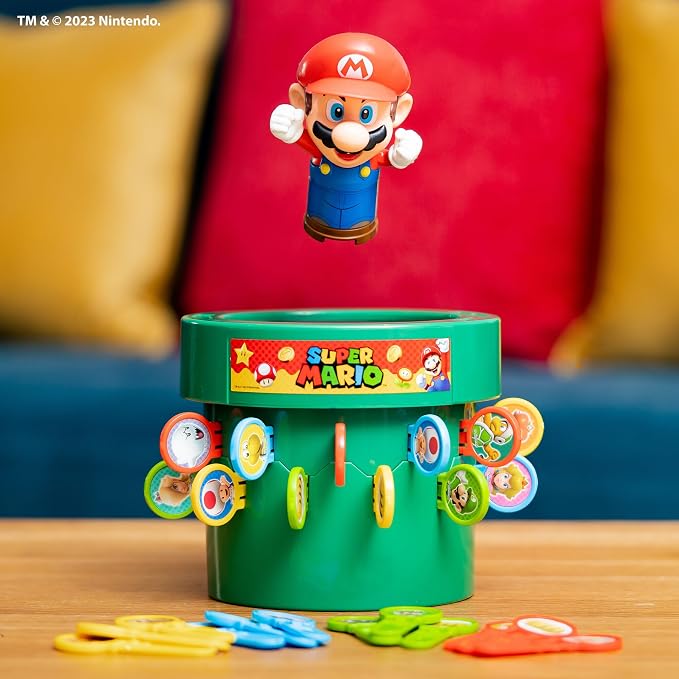 TOMY Pop Up Super Mario Family Action Game - 2-4 Players - Ages 4+ | Officially Licensed Nintendo Toys, Collectible Super Mario Toys, 3 Ways to Play, Recommended for Family Game Night