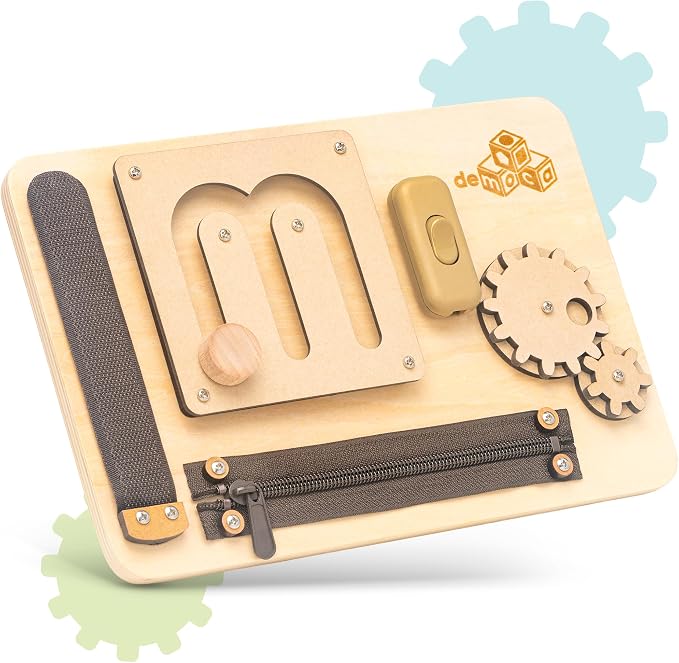 Toddler Busy Board for 1 Year Old, Montessori Baby Wooden Toy | Travel Baby Wooden Montessori Busy Board for Toddlers 1–3, Activity Toy for Early Motor Skills and Travel Play