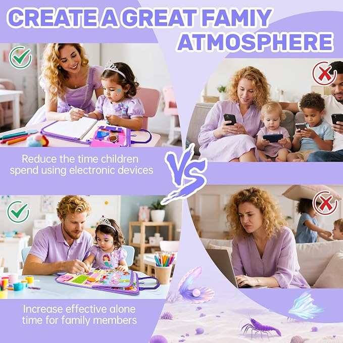 Aurasys Toddler Busy Board Montessori Toys for Girls Birthday Gift | Sensory Busy Book Educational Learning Activity Board for Toddler Girls, Travel Activities Toys for Airplane Car