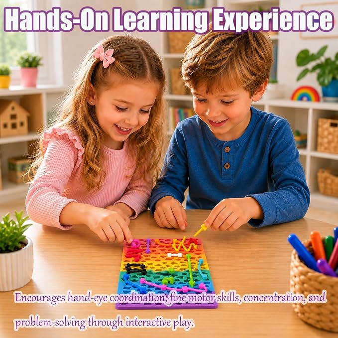 2 Pack Sensory Activity Board, Sensory Fidget Toys for Kids Toddler, Sensory Toys for Silent, Calming, Focus, Stress Relief, ADHD & Autism, Airplane Travel Essentials Toys with Travel Bag & 24 Strings