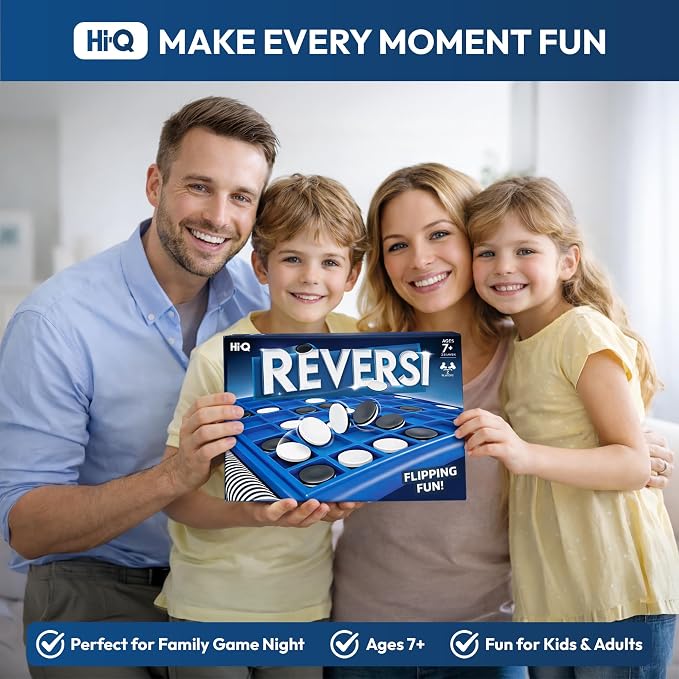 Reversi Board Game for Kids & Adults 14x10x2 Inches – Othello Classic Board Game - with 64 Reversible Discs & Built-in Storage – Strategy Board Game, for Boys & Girls