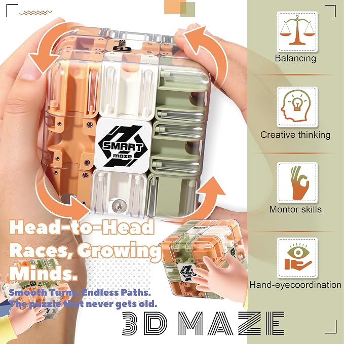 1 Sets Large Labyrinth 3D Maze Cube Puzzle Maze Game Gravity 3D Puzzle Cube Brain Teaser Ball Games for Kids Education Sensory Toys Gift for Adults (Classical,Green)