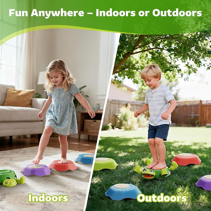 Stepping Stones for Kids & Toddlers 3-5, 6Pcs Non-Slip Sensory Toys & Obstacle Course for Indoor Outdoor Play, Develops Motor Skills, Balance & Coordination, Ideal Christmas & Birthday Gifts