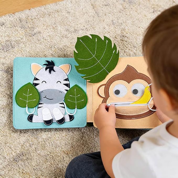Personalized Montessori Felt Busy Book for Toddlers 1-3, Custom Name Quiet Book, Preschool Learning Activity Book, Travel Toy for Kids Ages 2-6, Birthday Easter