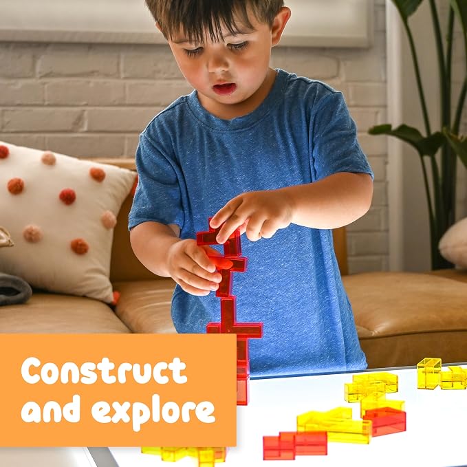 Spark & Wow Light Table Blocks, 12 Shapes, Two Colors | Toddler Sensory Building Blocks, Translucent Light Table Manipulatives, Sensory Toys for Toddlers