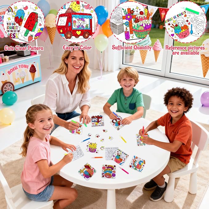 24 Sets Religious Sunday School Crafts for Kids Bulk, Christian VBS Craft Puzzle Ice Cream Bible Jesus Loves, Summer DIY Arts for Classroom Activities, Back to School gifts, Coloring Games Supplies