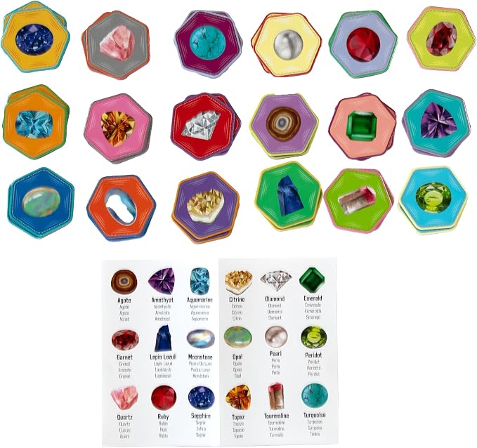 eeBoo: Memory & Matching Game- Little Gemstones - 18 Pairs to Memorize, Colorful Gems, Encourages Recognition, Concentration Skills, Kids Ages 5+