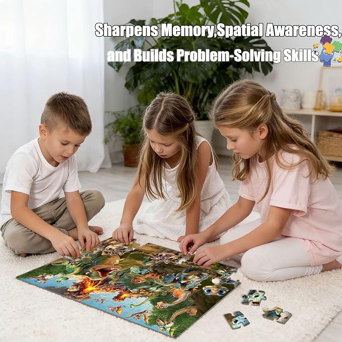 Puzzles for Kids Ages 6-8, 200 Piece Puzzles for Kids-Dinosaur World | 200 Piece Jigsaw Puzzles for Kids Ages 8-12 Year Old and Adults.Colorful Children Puzzles for Girls and Boys Educational Toys