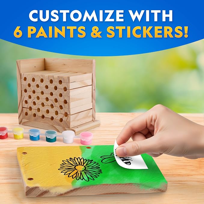 National Geographic Build a Bee Habitat Nature Craft Kit for Kids | Build and Paint a Mason Bee House, Outdoor Nature Craft, Pollinator Learning, Solitary Bee Hotel, Birthday Gift