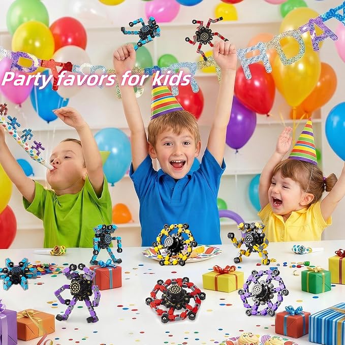 Transformable Fidget Spinners Toys 4 Pcs for Kids and Adults Stress Relief Sensory Toys for Boys and Girls Age 8-13 Fingertip Gyros Party Favors Birthday Gifts for Teens Road Trip Travel Toy