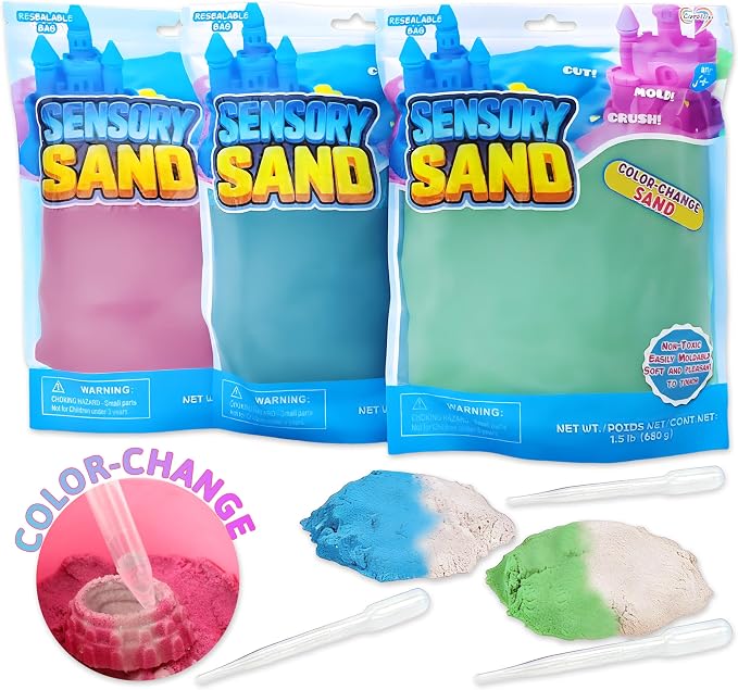 Carolart Color Changing Sensory Sand Refill 4.5lb Play Sand for Kids | Color Changing Sensory Sand Refill, 4.5lb Bulk Sensory Bin Filler, Sensory Kit, Temperature Activated Sand for Classroom