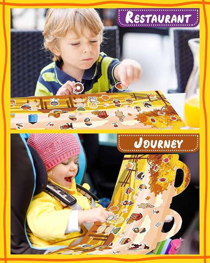 Benresive Reusable Sticker Book for Toddlers, Stickers for Kids, Travel Toy | Toddler Toys, Boys Girls Birthday Gifts, Airplane & Road Trip Essentials Kids, No Mess Waterproof Toddler Crafts Activities