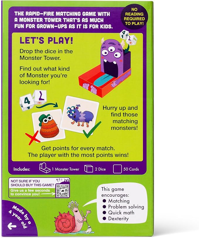 Exploding Kittens Monster Match, 2-6 Players, Ages 4+ Kids Matching Game | Roll dice, match monsters, and spot the right cards in this quick kids game that builds counting and pattern skills.