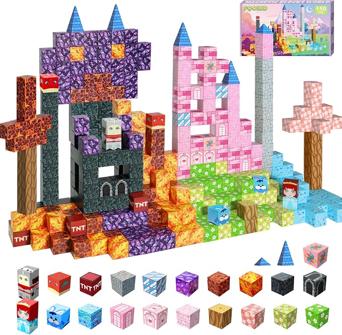 Magnetic Building Blocks 150PCS, STEM Toys Educational Magnet Cubes, Learning Sensory Toys for Kids Ages 3-15, Birthday Gifts for Boys & Girls