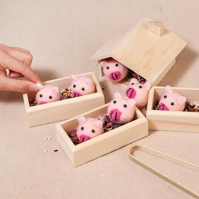 Sorting Stacking Wooden Toys for Toddlers, Montessori Pig Toy | Toddler Sensory Bin Tool Toys, Wood Farm Toy House Fine Motor Skill Early Learning Preschool Educational Gift for Kids