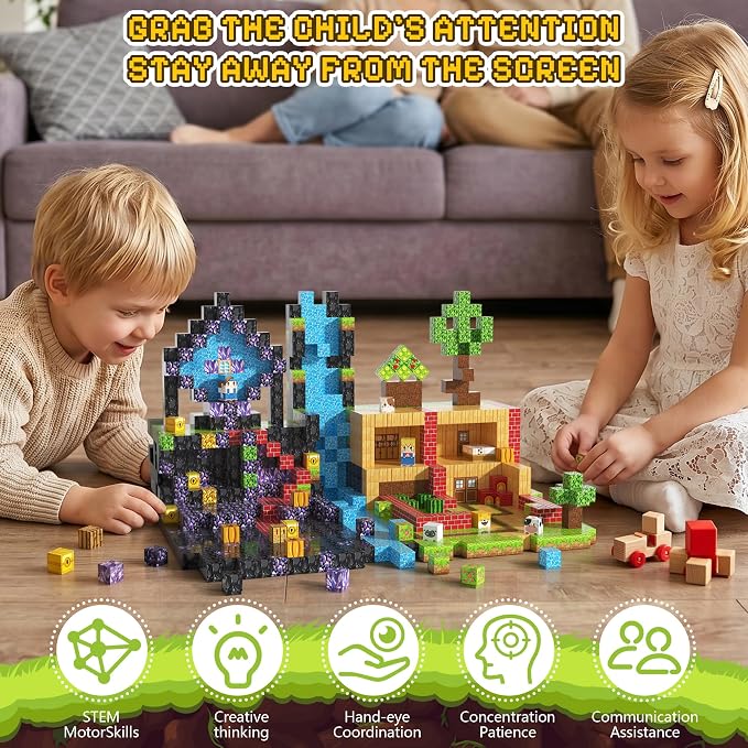 400PCS Magnetic Blocks, Magnetic Building Blocks, 0.78in Magnetic Building | STEM Game Stacking Toys for Kids, Birthday Gifts for Boys and Girls Age 3+ Years Old