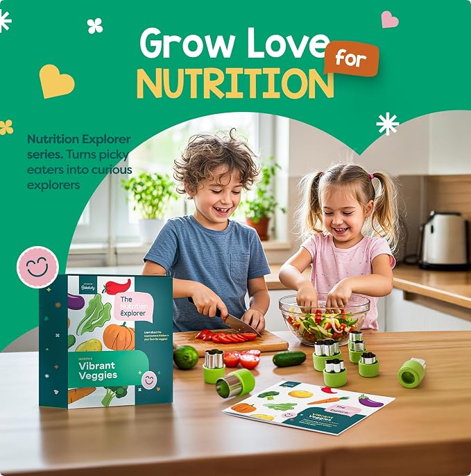 Baketivity Vibrant Veggies Kids Nutrition Kit STEM Birthday Gifts for Kids | Includes Seed Growing Kit, Recipes, Activity booklet for Hands-On, Preschool, and Homeschool Kids Learning Activities