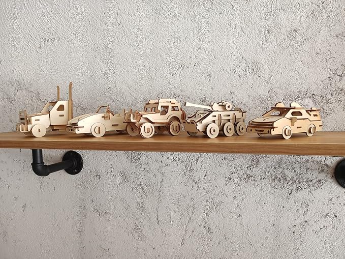 3D Wooden Car Puzzle, 6 Piece Set Wooden Car Brain Teaser Puzzles, DIY Assembly Build Model Kits, Wood Crafts STEM Gifts for for Adults & Teens Birthday Gifts Christmas