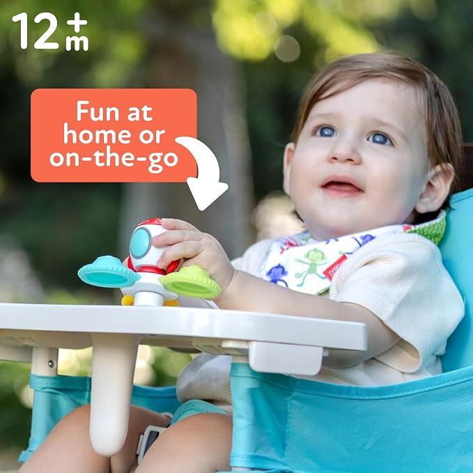 Nuby Suction Spinner Toys with Spinning Poppers – 3 Pack Baby Fidget Toys for High Chair & Bath, Space Theme, 12m+ | Spinning Poppers