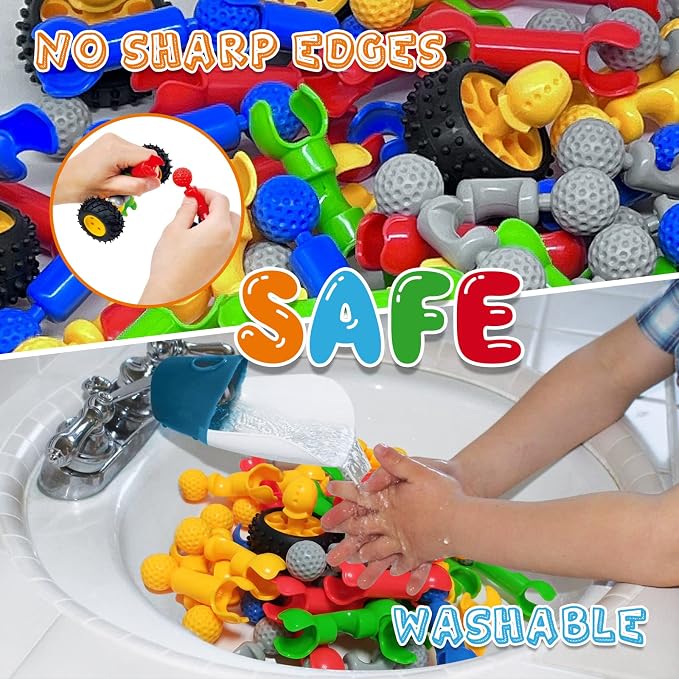 Building Toys for Kids Ages 4-8, STEM Toys for 3 4 5 6 7+ Year Old Boy Gift | 170 Pcs Building Blocks STEM Kits, Classroom Learning Activities with Storage Box, Birthday Gift Boy Toy Age 3-5 4-6 6-8 8-10