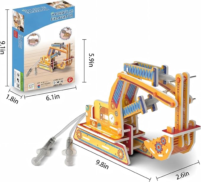 STEM Pneumatic Excavator Kit - Build a Working Digger with Syringe & Tubing | Build a real air-powered digger with syringes! Learn gas pressure & energy transfer. No electricity, safe hands-on STEM fun.