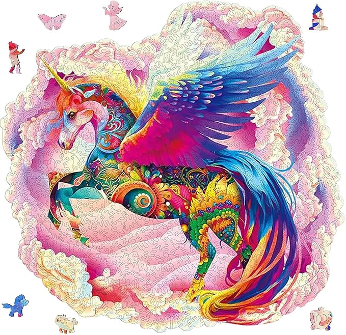 MYS Aurora Wooden Jigsaw Puzzles for Adults, Unicorn Puzzles 925 Pieces | Unique Animal Shaped Wooden Puzzles for Adults and Kids, Family Game 23.3x22.5 Inch