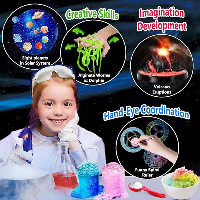 UNGLINGA 250+ Science Experiments Kits for Kids, Chemistry Set | Volcano Scientist Kit, Boys Girls Toys Birthday Gifts Ideas, Chemistry Set, S.T.E.M Educational Project