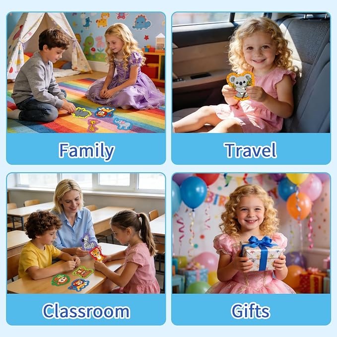 Animals Lacing Cards, Sewing Kit for Kids,Fine Motor Skills toys | 9PCS Double Side Toddler Crafts for Shoe Tying Practice,Manipulatives for Preschool Learning Activity,Classroom Must Haves