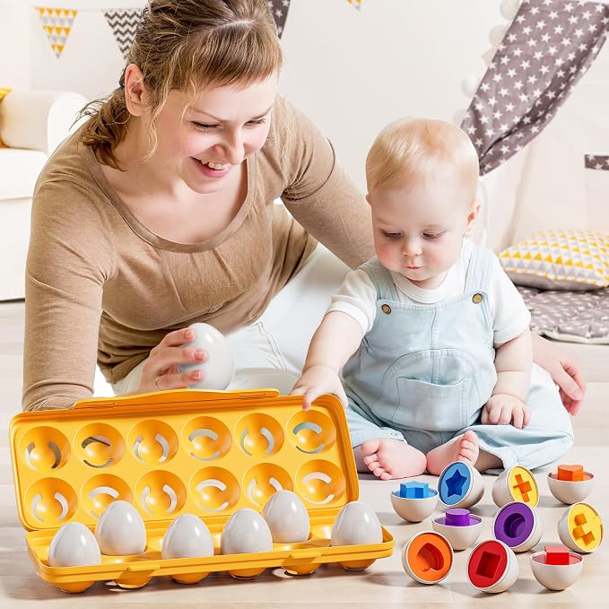 JUKUDAHU Matched Eggs Toys for 18M+ Year Old - Shape Color Sorting Games | Kids Easter Eggs, Sensory Toys, Preschool Educational Toy, Gifts for Boys and Girls 2+